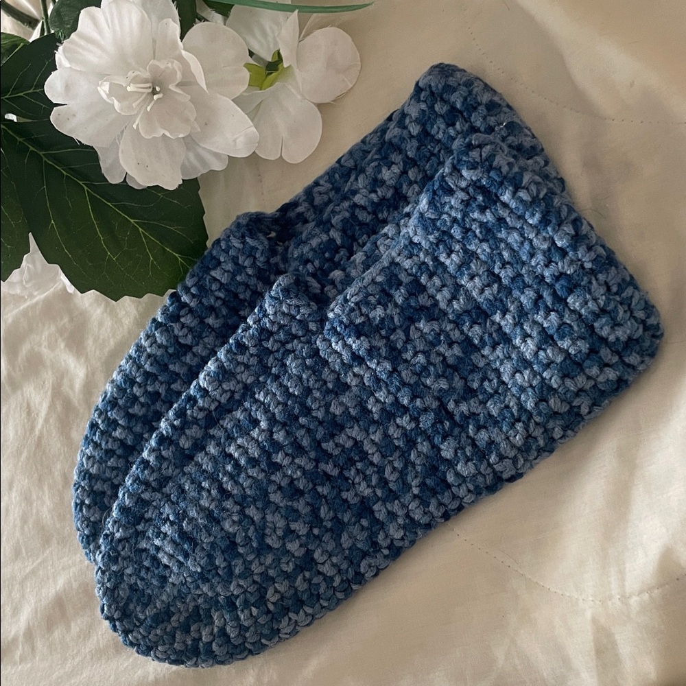 Hand Knit Slippers - Blue Unisex • New NWOT